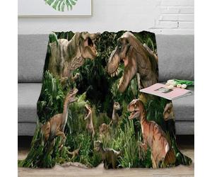 CTJQHVKZ stampa 3D Dinosaur scena plaid da divano microfibra biancheria da letto morbido coperta da divano anti-pilling per uffici open space giovanili Prehistoric jungle 40x50inch(100x130cm)