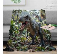 CTJQHVKZ stampa 3D Dinosaur toy coperta per tutte le stagioni microfibra biancheria da letto versatile coperta in pile morbida per studenti fuori sede Prehistoric jungle scena 70×80inch(180x200cm)