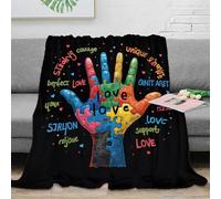CTJQHVKZ stampa 3D diverse hands coperta da salotto microfibra biancheria da letto soffice plaid da salotto lavabile per giovani in casa condivisa colorful puzzle design 80×90inch(200x230cm)