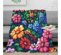 CTJQHVKZ stampa 3D FloralPattern coperta da pisolino microfibra biancheria da letto morbida e calda coperta da riposo lavabile in lavatrice per chi ama il comfort PixelArtStyle 50x60inch(127x152cm)