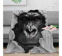 CTJQHVKZ stampa 3D Gorilla volto coperta da ufficio microfibra biancheria da letto non perde pelo coperta da riposo calda per giovani in pausa lavoro realistic animal ritratto 70×80inch(180x200cm)