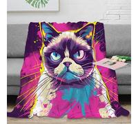 CTJQHVKZ stampa 3D grumpy cat coperta da pisolino microfibra biancheria da letto morbida coperta da ufficio anti-pilling per neo laureati in lavoro pop arte illustrazione 60x80inch(150x200cm)