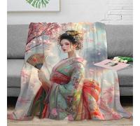 CTJQHVKZ stampa 3D Japanese beauty coperta microfibra biancheria da letto morbida e calda plaid elegante anti-pilling per regali di compleanno Traditional arte 80×90inch(200x230cm)