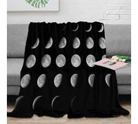 CTJQHVKZ stampa 3D Moon phases coperta da divano microfibra biancheria da letto soffice e calda coperta da salotto traspirante anti-pilling per soggiorno Astronomy educationa 70×80inch(180x200cm)
