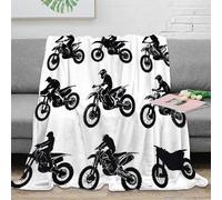 CTJQHVKZ stampa 3D Motocross rider coperta microfibra biancheria da letto morbida e calda plaid traspirante anti-pilling per uso domestico Action sports silhouette 60x80inch(150x200cm)