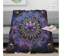 CTJQHVKZ stampa 3D Purple Lotus Ma coperta da divano microfibra biancheria da letto non perde pelo coperta da letto morbida e calda traspirante per letto Spiritual arte Desig 70×80inch(180x200cm)