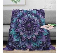 CTJQHVKZ stampa 3D Purple mandala coperta microfibra biancheria da letto morbida e calda plaid elegante anti-pilling per regali di compleanno astratto floreale de 50x60inch(127x152cm)