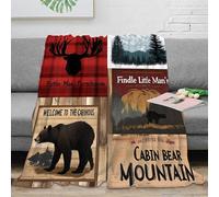 CTJQHVKZ stampa 3D Rustic cabin decor coperta in pile microfibra biancheria da letto soffice coperta da salotto calda e traspirante non perde pelo per soggiorno Woodland wildlife 80×90inch(200x230cm)