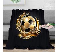 CTJQHVKZ stampa 3D Soccer ball design coperta microfibra biancheria da letto morbida e calda plaid elegante anti-pilling per regali di compleanno Dynamic golden flame 40x50inch(100x130cm)