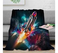 CTJQHVKZ stampa 3D Space shuttle coperta in pile biancheria da letto morbida e calda coperta termica traspirante lavabile in lavatrice per freddo invernale sci-fi space adventure 80×90inch(200x230cm)