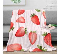 CTJQHVKZ stampa 3D Strawberry pattern coperta da letto biancheria da letto calda e soffice coperta per tutte le stagioni traspirante per ogni periodo dell'anno Watercolor fruit 80×90inch(200x230cm)