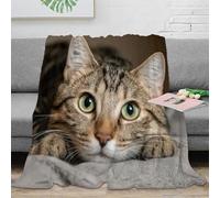 CTJQHVKZ stampa 3D TabbyCat coperta da letto microfibra biancheria da letto anti-pilling coperta da letto calda per regali per single e coppie CuteFelinePortrait 80×90inch(200x230cm)