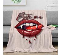 CTJQHVKZ stampa 3D VampireLips coperta termica microfibra biancheria da letto isolante coperta da letto morbida e calda traspirante per notti fredde GothicArtStyle 80×90inch(200x230cm)