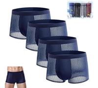 CTLTSRX Boxer in Fibra di bambù, Boxer da Uomo in Seta di Ghiaccio, Boxer Morbidi e Comodi, per Un Comfort Che Dura Tutto Il Giorno (4XL,Blue)