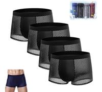 CTLTSRX Boxer in Fibra di bambù, Boxer da Uomo in Seta di Ghiaccio, Boxer Morbidi e Comodi, per Un Comfort Che Dura Tutto Il Giorno (XXL,Black)