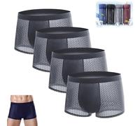 CTLTSRX Boxer in Fibra di bambù, Boxer da Uomo in Seta di Ghiaccio, Boxer Morbidi e Comodi, per Un Comfort Che Dura Tutto Il Giorno (4XL,Gray)