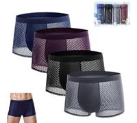 CTLTSRX Boxer in Fibra di bambù, Boxer da Uomo in Seta di Ghiaccio, Boxer Morbidi e Comodi, per Un Comfort Che Dura Tutto Il Giorno (3XL,4pcs)