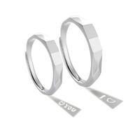 CTLTSRX Ti Amo Anello di proiezione Segreto, Anello di proiezione Personalizzato Fatto a Mano per Coppia, Anelli Coordinati per Coppia (1 Pair)