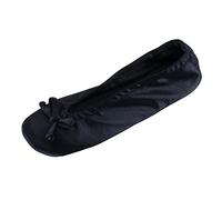CTM Ballerina da donna in raso, scarpe da casa, nero, X-Large