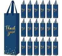 Ctosree 30 sacchetti regalo per bottiglie di vino, per matrimoni, ringraziamenti, sacchetti di carta kraft con stampa in lamina d'oro metallizzata, con manico in corda, per Natale, Ringraziamento,