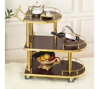 CTREVL Carrello con Ruote Portatutto Cucina, Carrello Mobile per Bevande a 3 Livelli Facile da Montare per Sala da Pranzo Soggiorno(Marrone)