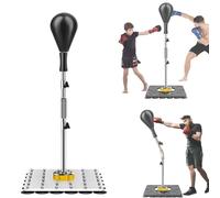CTREVL Punching Ball con Ventose, Palla da Boxe da Terra Altezza Regolabile 138-160cm, Pungiball Adulti per la Palestra Domestica e per Alleviare Lo Stress(Nero,33.5x33.5x160cm)