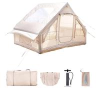CTREVL Tenda Campeggio 4 Posti Gonfiabile, Tenda Gonfiabile da Campeggio con Pompa, Tende Gonfiabili con Finestra e Porte in Rete per Campeggio Picnic Avventure all'Aria Aperta