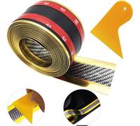 CTRICALVER Adesiva Auto Sottoporta, 3M*5cm, Adesivo Paraurti, Flessibile, Autoadesiva, Antigraffio Che, Striscia di Soglia Auto,Protezione Paraurti Auto (Bicolore oro)+ raschietto giallo