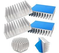 CTRICALVER Dissipatore di calore (d'argento), Raffreddamento Alluminio Dissipatore per host computer stampanti 3D, Con nastro adesivo termico conduttivo, 4 Pcs, 40mm x 40mm x11mm
