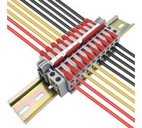 CTRICALVER Kit di Morsettiere Su Guida DIN, con connettori compatti universali da 10 pezzi (rosso), Striscia di Marcatura, Striscia di Collegamento (2/3/4/5P) e moduli fissi