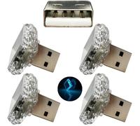 CTRICALVER Luce notturna ambientale USB, quadrata (touch) blu ghiaccio (4 pcs), piccola luce di emergenza 5V/1A, materiale PC, adatta a diverse prese USB come power bank e automobili