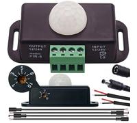CTRICALVER Sensore pir esterne 24/ 12v, Sensore pir, Sensore di movimento pir, Interruttore di luce pir Regolabile da 1-10 min +55CM due coppie di cavi DC maschio e femmina