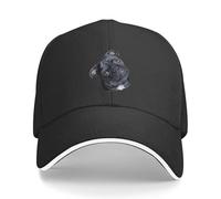 CTRLTSXUS Dave The Black Pug Baseball cap, Cappello Vintage Snapback di Compleanno, Cappello Big Size per Donne 2025 Uomo
