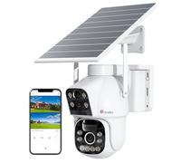 Ctronics 4GLTE Telecamera Solare Esterno con SIM Doppio Obiettivo, 15600mAh Batteria 8W Pannello Solare Telecamere senza Fili Dual-PIR Rilevamento Umano Visione Notturna PC/Cloud/IP66-NO WiFi (Bianco)