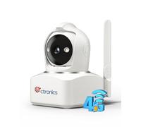 ctronics 4MP 3G/4G LTE Telecamera Interno con Scheda Sim, 360° PTZ Videocamera Sorveglian Senza WiFi, Visione Notturna a Colori, Rilevamento Umano/Movimento, Tracciamento Auto, Audio 2 Vie, Cloud