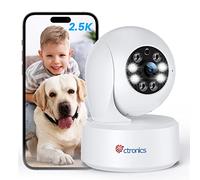 Ctronics 4MP Telecamera WiFi Interno, 2,4/5GHz WiFi/Bluetooth Videocamera Sorveglianza, Visione Notturna a Colori, PTZ 355°/ 120°, AI Movimento& Umano Rilevamento,Tracciamento Automatic