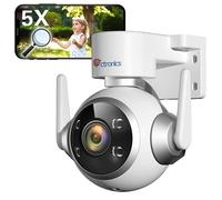 Ctronics 5X Zoom Ottico Telecamera Wi-Fi Esterno, WiFi 2,4/5GHz IP Videocamera Sorveglianza, Auto Tracking & Rilevamento Umano, Visione Notturna a Colori 30M, Audio Bidirezionale, 3 Metodi di Install