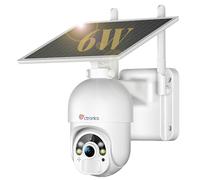 Ctronics 6W Pannello Solare Telecamera Esterno WiFi 2K 3MP, Visione Notturna Colore 30m & Spotlight, PC/APP, FTP/Cloud/128GB, Rilevamento PIR, Audio Bidirezionale, IP66