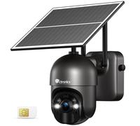 Ctronics Caméra 4G LTE Solaire 2K 3MP, Sans WiFi, Batterie 10400 mAh & Panneau Solaire 6W, Vision Nocturne Couleur 30 m, Détection AI PIR, Alarme Sonore et Luminueuse, PC/App, FTP/Cloud /128GB TF