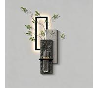 CTSSWMWY Scultura da Parete 3D Decorazione LED in Grès con Vaso Idroponico | Moderno pannello di stoccaggio con Alimentazione a Spina per Soggiorno, Ufficio e Corridoio(A,10.6*30.3IN)
