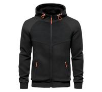 CTU Felpa con cappuccio da uomo in pile con cerniera e tasche con cerniera, Nero , L