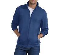 CTU Felpa da uomo con zip intera, giacca elasticizzata leggera a maniche lunghe, Blu, XXL