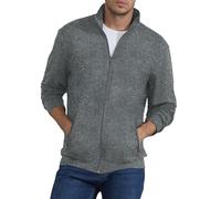 CTU Felpa da uomo con zip intera, giacca elasticizzata leggera a maniche lunghe, Grigio, L