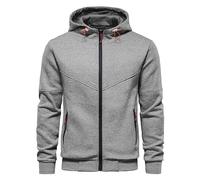 CTU Felpe con cappuccio da uomo, a maniche lunghe, in pile, con cerniera, taglie S-4XL, Grigio chiaro, M