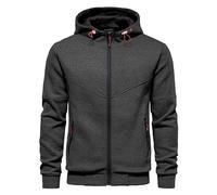 CTU Felpe con cappuccio da uomo, a maniche lunghe, in pile, con cerniera, taglie S-4XL, Grigio scuro, M