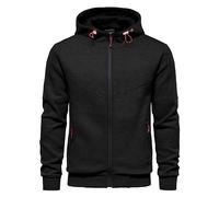 CTU Felpe con cappuccio da uomo, a maniche lunghe, in pile, con cerniera, taglie S-4XL, Nero , XXXXL