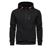 CTU Felpe con cappuccio da uomo con cerniera a maniche lunghe in pile felpe con cappuccio per uomo S-3XL, Nero , XL