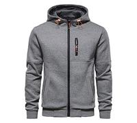CTU Felpe con cappuccio da uomo con zip a maniche lunghe in pile felpe con cappuccio da uomo S-3XL, Grigio chiaro, XXL