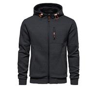 CTU Felpe con cappuccio da uomo con zip a maniche lunghe in pile felpe con cappuccio da uomo S-3XL, Grigio scuro, M
