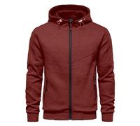 CTU Felpe con cappuccio da uomo Felpe Giacche a maniche lunghe in pile con cerniera per uomo S-4XL, Rosso, S